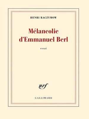 cover image of Mélancolie d'Emmanuel Berl
